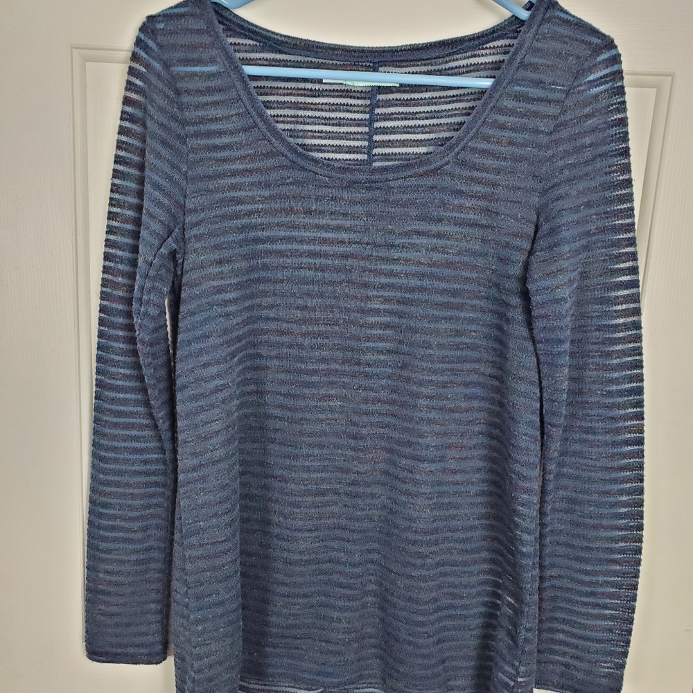 Striped sweater with sheer stripes